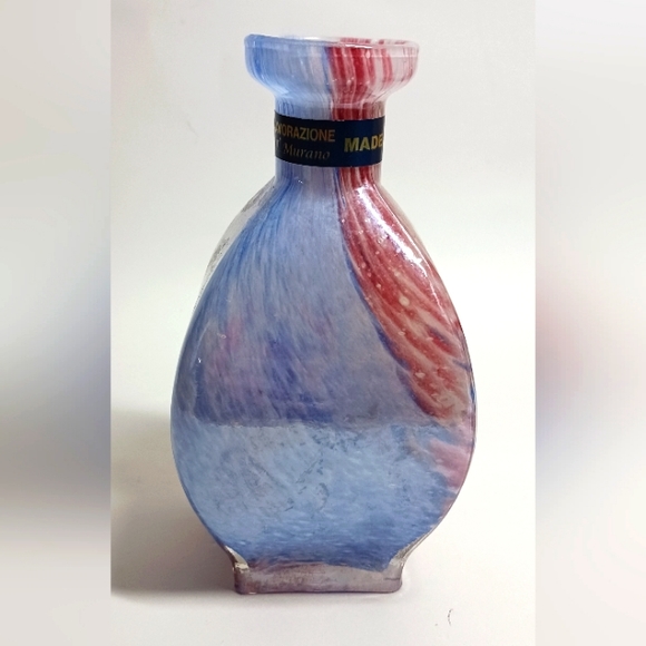 Lavorazione, T. Murano, Italy, Blue & Pink Iridescent Bud Vase, 6" - Picture 1 of 5